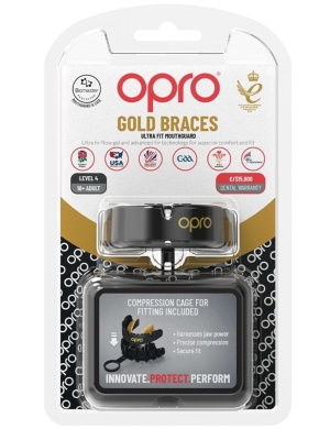 Opro Gold Competition Level (Fixed Braces) - Black/Gold